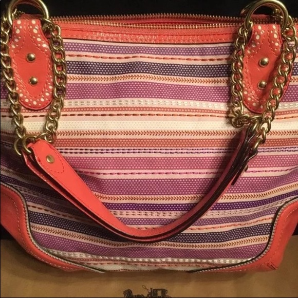 Coach Handbags - Coach Poppy Studded Chain Sequin coral PURSE ONLY